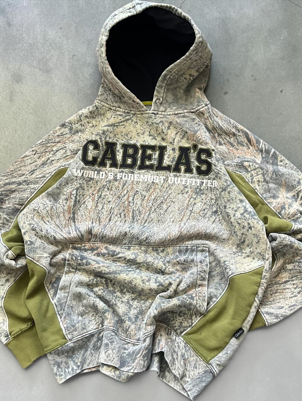 Y2K Cabela's Camoflauge Hoodie Sweater Mens Medium Granola Gorpcore Trail